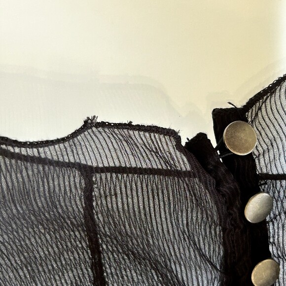 PAMELA LOVE Sheer Maxi Tiered Dress Black Long Sleeves Wednesday Goth Emo Size L - Picture 12 of 14